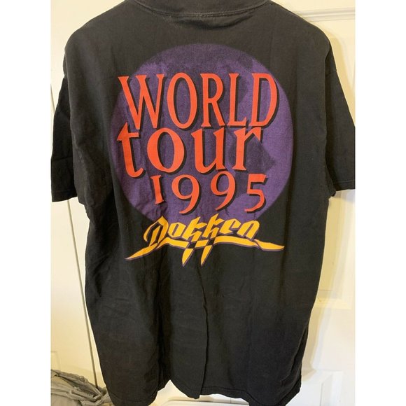 Vintage DOKKEN WORLD TOUR 1995 Men’s Sz XL T Shirt‎ Rock Metal Giant Tag Black - Picture 9 of 9